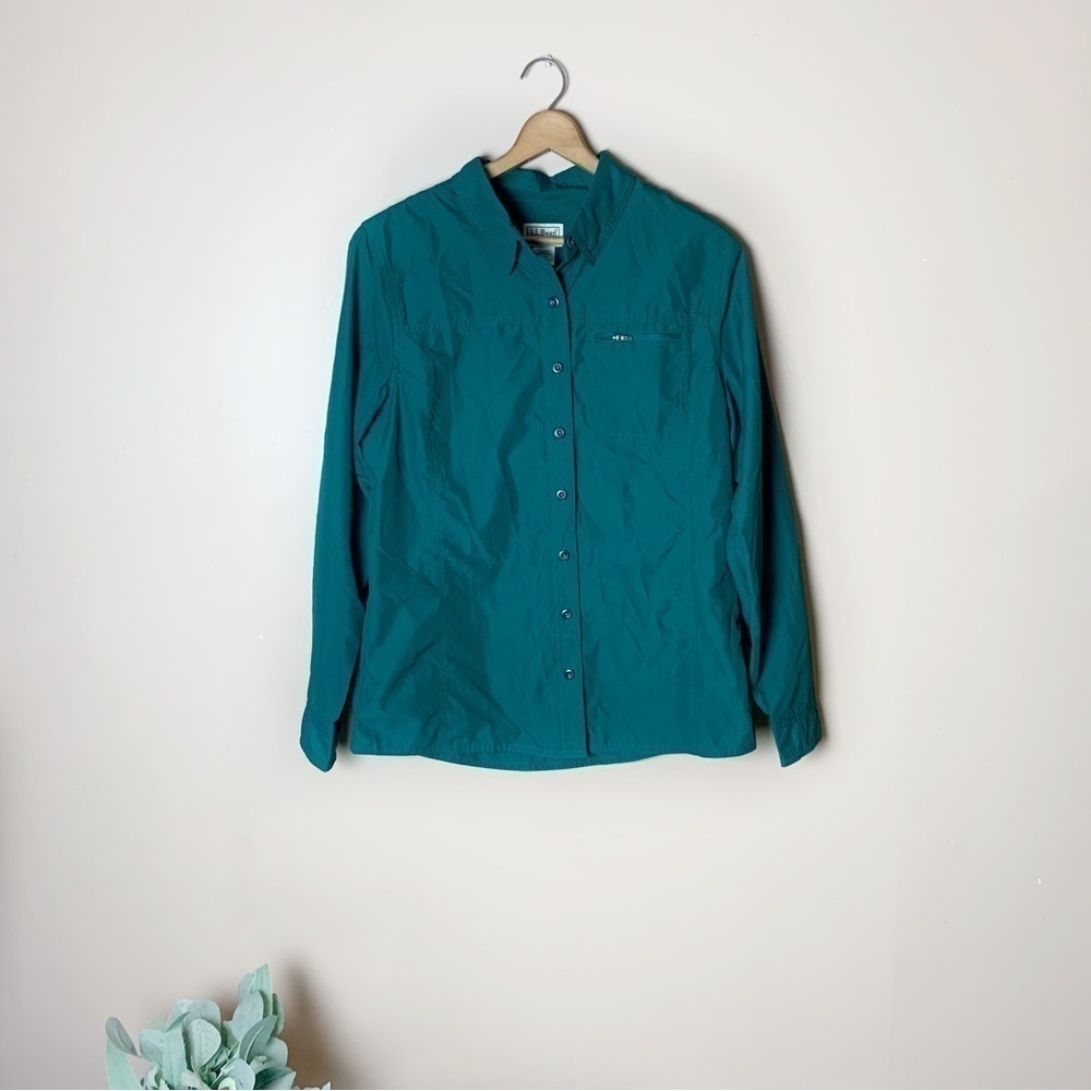 [L.L. Bean] Women's Dark Green Outdoor Button Down Long Sleeve Top